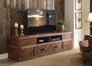 Aberdeen Retro Brown Top Grain Leather TV Stand - U&U Home Budget Furniture (Carteret, NJ)
