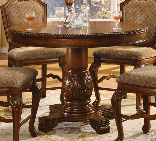 Acme Chateau De Ville Round Counter Height Pedestal Table in Cherry 04082 - U&U Home Budget Furniture (Carteret, NJ)