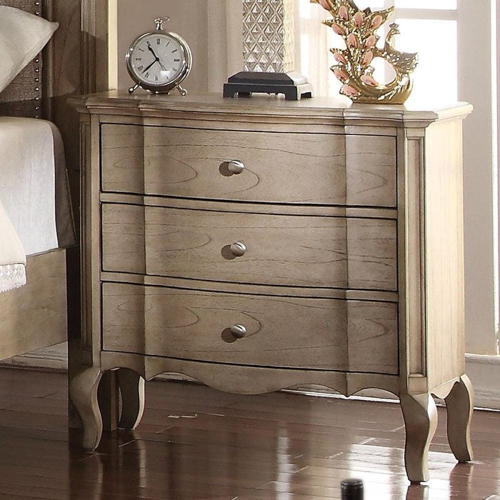 Acme Chelmsford 3-Drawer Nightstand in Antique Taupe 26053 - U&U Home Budget Furniture (Carteret, NJ)
