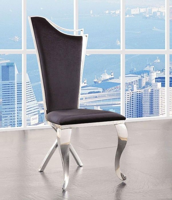 ACME Cyrene Faux Fabric Side Chair (Set of 2) in Stainless Steel 62079 - U&U Home Budget Furniture (Carteret, NJ)
