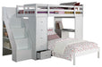 Acme Freya Loft Bed with Bookcase Ladder in White 37145 - U&U Home Budget Furniture (Carteret, NJ)