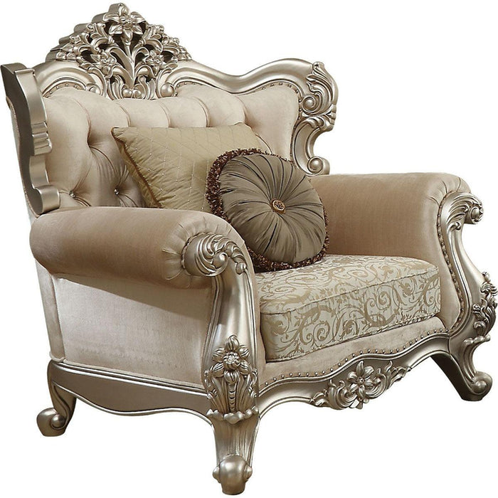 Acme Furniture Bently Chair with 2 Pillows in Champagne 50662 - U&U Home Budget Furniture (Carteret, NJ)