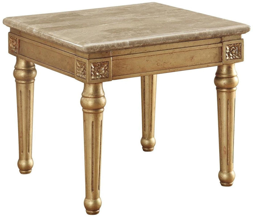 Acme Furniture Daesha End Table in Marble/Antique Gold 81717 - U&U Home Budget Furniture (Carteret, NJ)