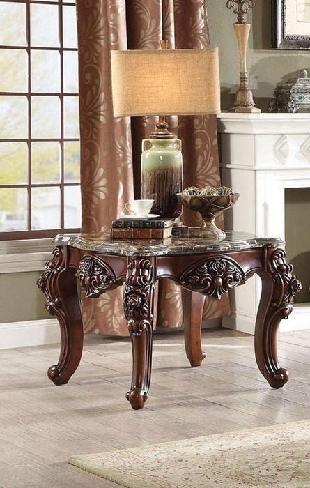 Acme Furniture Forsythia End Table in Marble/Walnut 83072 - U&U Home Budget Furniture (Carteret, NJ)