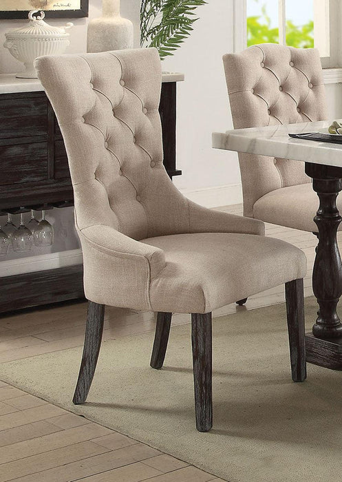 Acme Furniture Gerardo Upholstered Arm Chair in Beige and Espresso (Set of 2) 60823 - U&U Home Budget Furniture (Carteret, NJ)