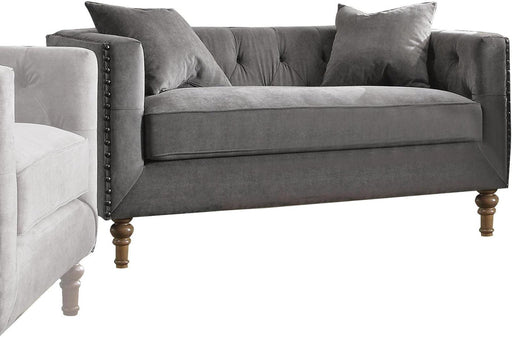 Acme Furniture Sidonia Loveseat in Gray Velvet 53581 - U&U Home Budget Furniture (Carteret, NJ)