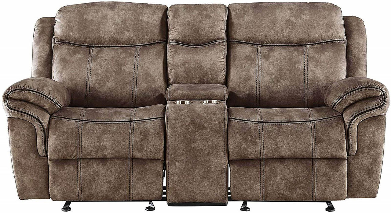 Acme Furniture Zubaida Motion Loveseat with Console in 2-Tone Chocolate Velvet 55021 - U&U Home Budget Furniture (Carteret, NJ)