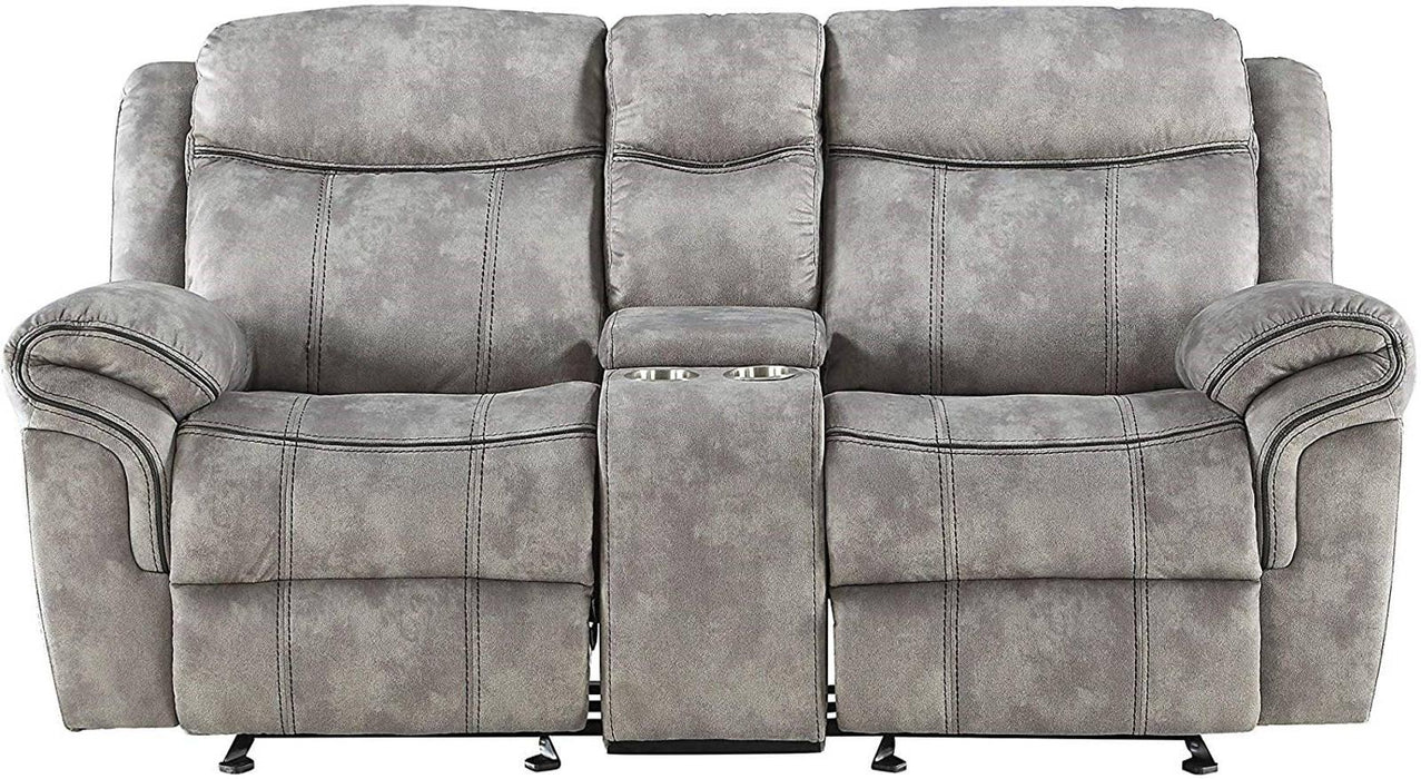 Acme Furniture Zubaida Motion Loveseat with Console in 2-Tone Gray Velvet 55026 - U&U Home Budget Furniture (Carteret, NJ)
