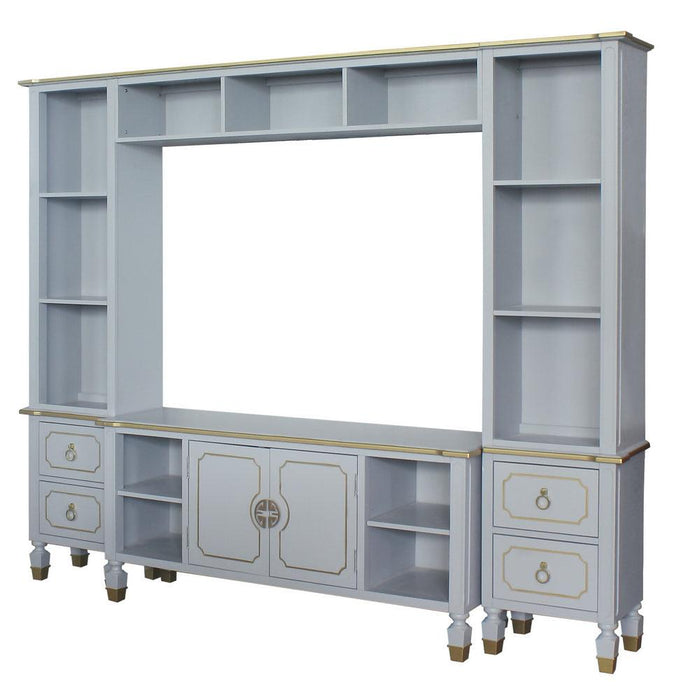 ACME House Marchese Entertainment Center with TV Stand in Pearl Gray 91990 - U&U Home Budget Furniture (Carteret, NJ)