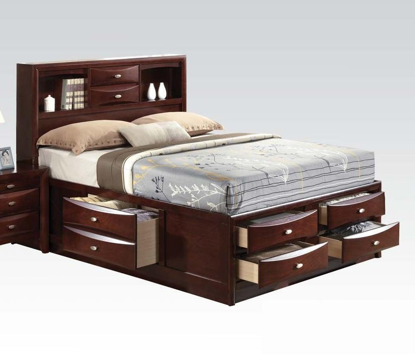 Acme Ireland King Storage Bed in Brown 21596EK - U&U Home Budget Furniture (Carteret, NJ)