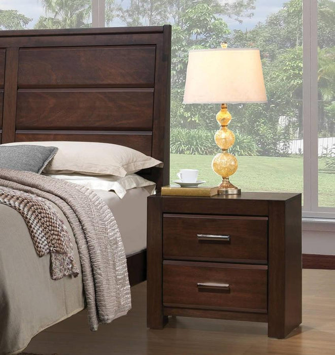 Acme Oberreit 2 Drawer Nightstand in Walnut 25793 - U&U Home Budget Furniture (Carteret, NJ)