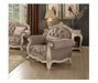 Acme Ragenardus Chair with 1 Pillow in Gray Fabric & Antique White 56022 - U&U Home Budget Furniture (Carteret, NJ)