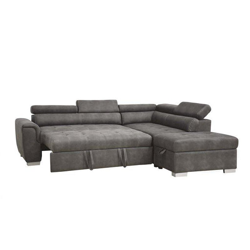 Acme Thelma Sectional Sofa w/ Sleeper & Ottoman in Gray 50275 - U&U Home Budget Furniture (Carteret, NJ)