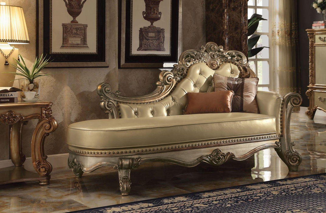 Acme Vendome Chaise in Gold Patina 96485 - U&U Home Budget Furniture (Carteret, NJ)