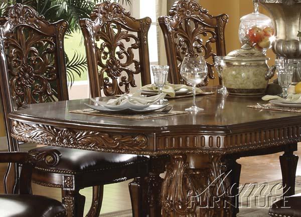 Acme Vendome Double Pedestal Dining Table in Cherry - U&U Home Budget Furniture (Carteret, NJ)