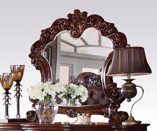 Acme Vendome Landscape Mirror with Intricate Details in Cherry 22004 - U&U Home Budget Furniture (Carteret, NJ)