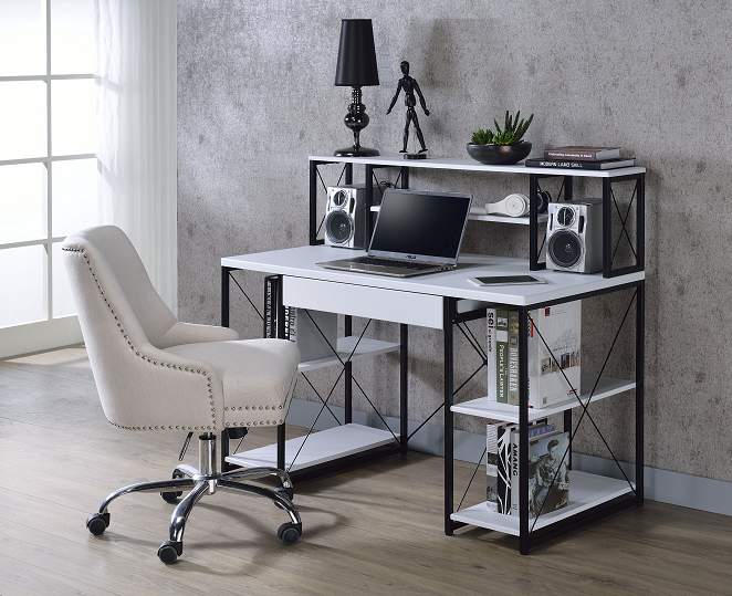 Amiel White & Black Desk - U&U Home Budget Furniture (Carteret, NJ)