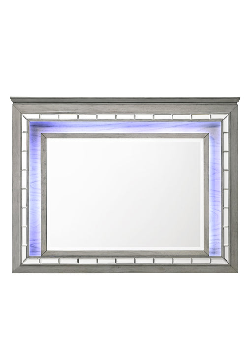 Antares Light Gray Oak Mirror (LED) - U&U Home Budget Furniture (Carteret, NJ)
