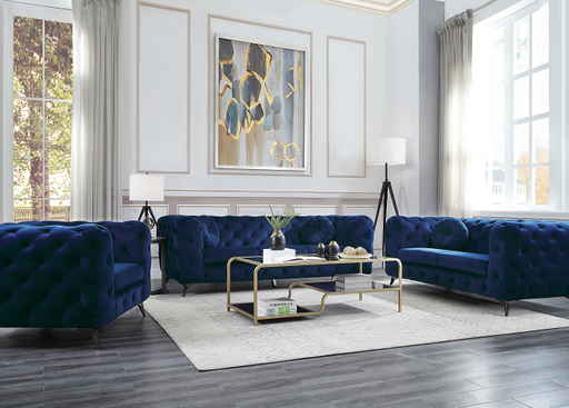 Atronia Blue Fabric Sofa - U&U Home Budget Furniture (Carteret, NJ)