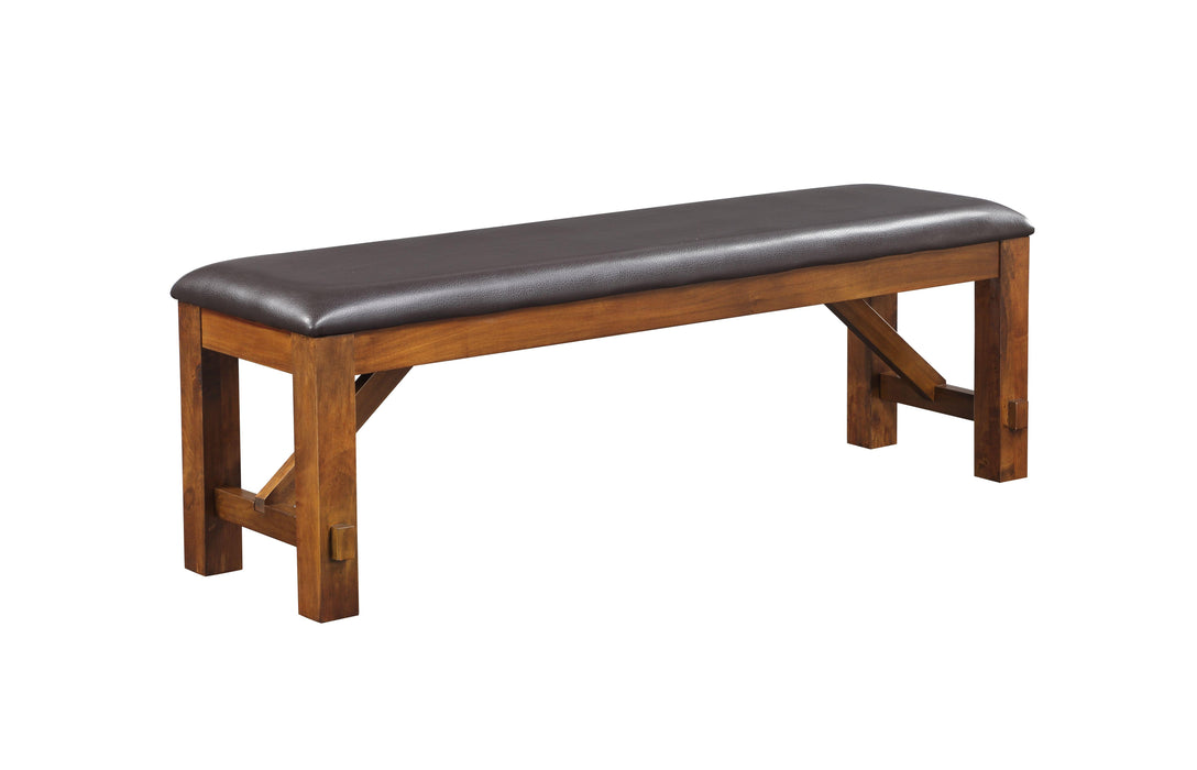 Apollo Espresso PU & Walnut Bench - U&U Home Budget Furniture (Carteret, NJ)