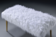 Bagley II White Faux Fur & Gold Bench - U&U Home Budget Furniture (Carteret, NJ)