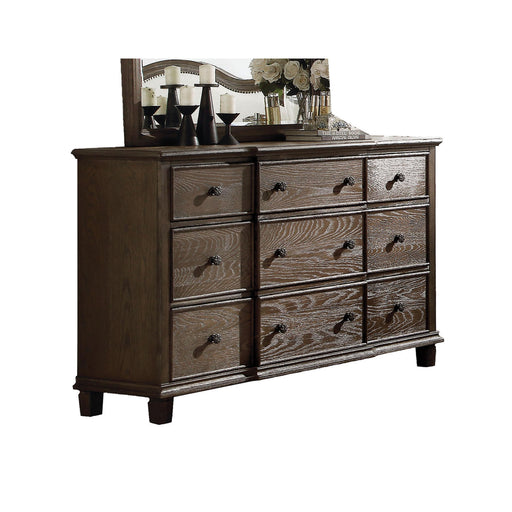 Baudouin Weathered Oak Dresser - U&U Home Budget Furniture (Carteret, NJ)