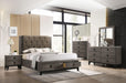Avantika Fabric & Rustic Gray Oak Eastern King Bed (Storage) - U&U Home Budget Furniture (Carteret, NJ)