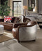 Brancaster Retro Brown Top Grain Leather & Aluminum Chair - U&U Home Budget Furniture (Carteret, NJ)