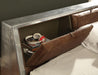 Brancaster Retro Brown Top Grain Leather & Aluminum Queen Bed - U&U Home Budget Furniture (Carteret, NJ)