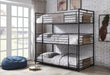 Brantley Sandy Black & Dark Bronze Hand-Brushed Bunk Bed (Triple Twin) - U&U Home Budget Furniture (Carteret, NJ)