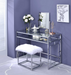 Carenze II White Faux Fur & Chrome Vanity Set - U&U Home Budget Furniture (Carteret, NJ)