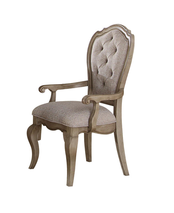 Chelmsford Beige Fabric & Antique Taupe Arm Chair - U&U Home Budget Furniture (Carteret, NJ)