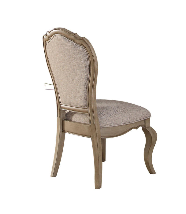 Chelmsford Beige Fabric & Antique Taupe Side Chair - U&U Home Budget Furniture (Carteret, NJ)