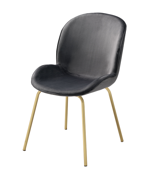 Chuchip Gray Velvet & Gold Side Chair - U&U Home Budget Furniture (Carteret, NJ)