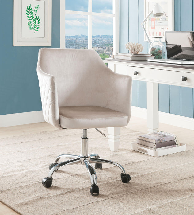 Cosgair Champagne Velvet & Chrome Office Chair - U&U Home Budget Furniture (Carteret, NJ)