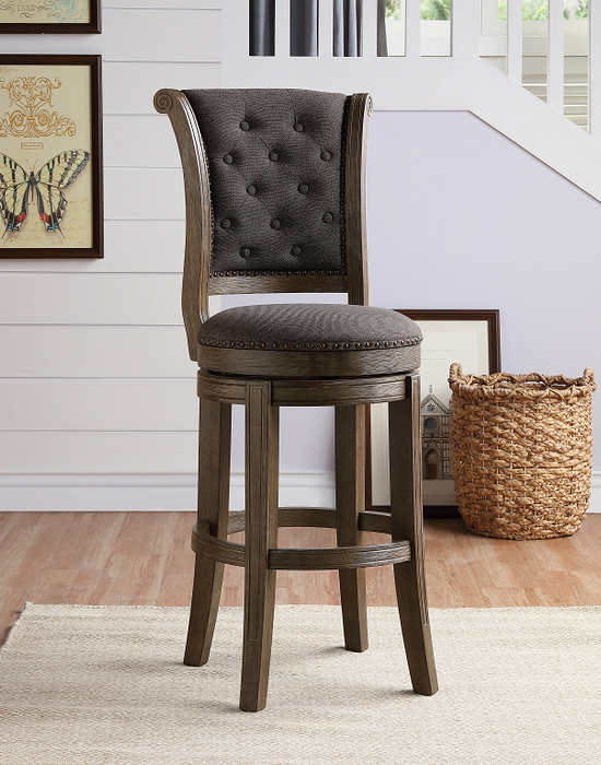 Glison Charcoal Fabric & Walnut Counter Height Chair (1Pc) - U&U Home Budget Furniture (Carteret, NJ)