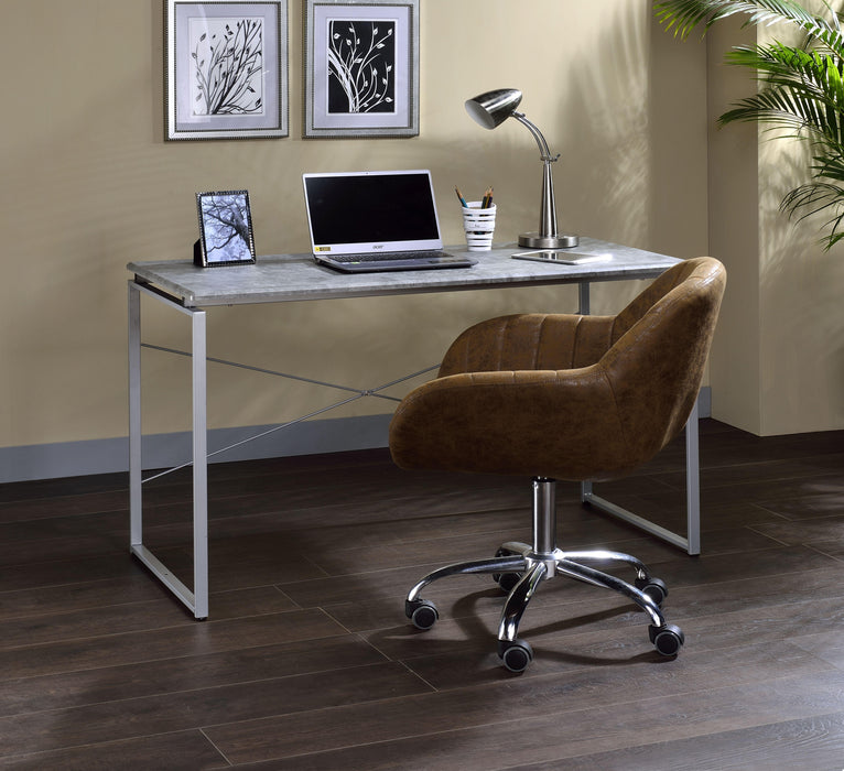 Jurgen Faux Concrete & Silver Desk - U&U Home Budget Furniture (Carteret, NJ)