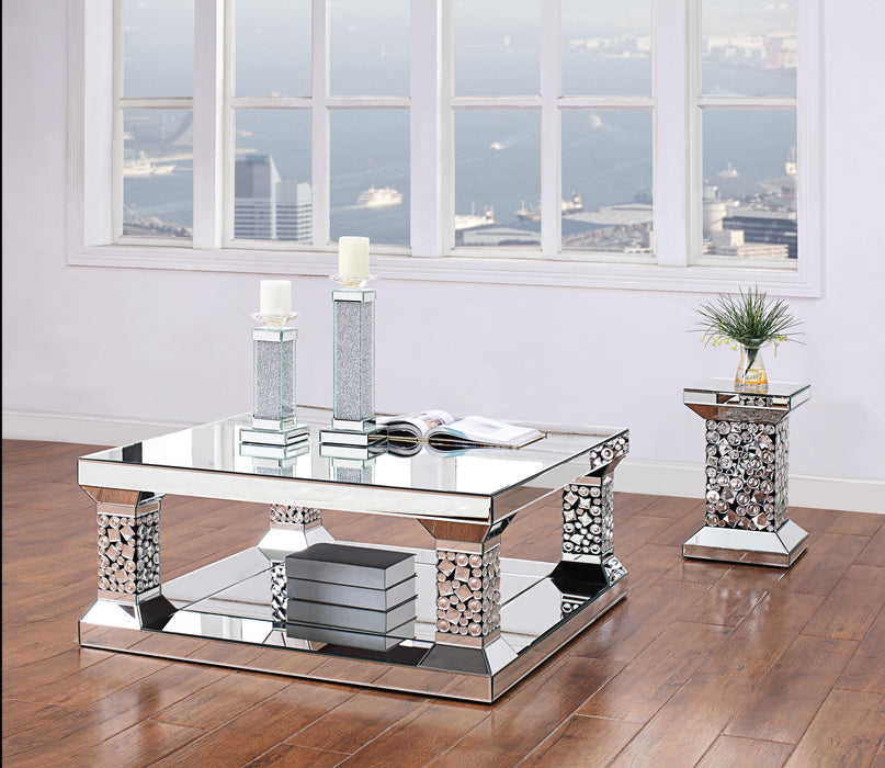 Kachina Mirrored & Faux Gems Coffee Table - U&U Home Budget Furniture (Carteret, NJ)