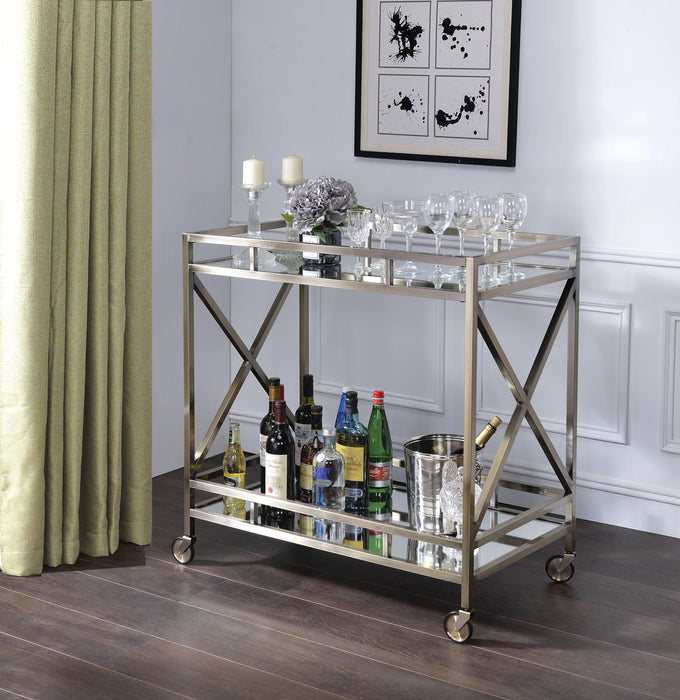 Kristensen Antique Gold & Mirror Serving Cart - U&U Home Budget Furniture (Carteret, NJ)