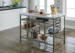 Lanzo Marble & Antique Pewter Kitchen Island (Counter) - U&U Home Budget Furniture (Carteret, NJ)
