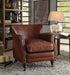 Leeds Vintage Dark Brown Top Grain Leather Accent Chair - U&U Home Budget Furniture (Carteret, NJ)