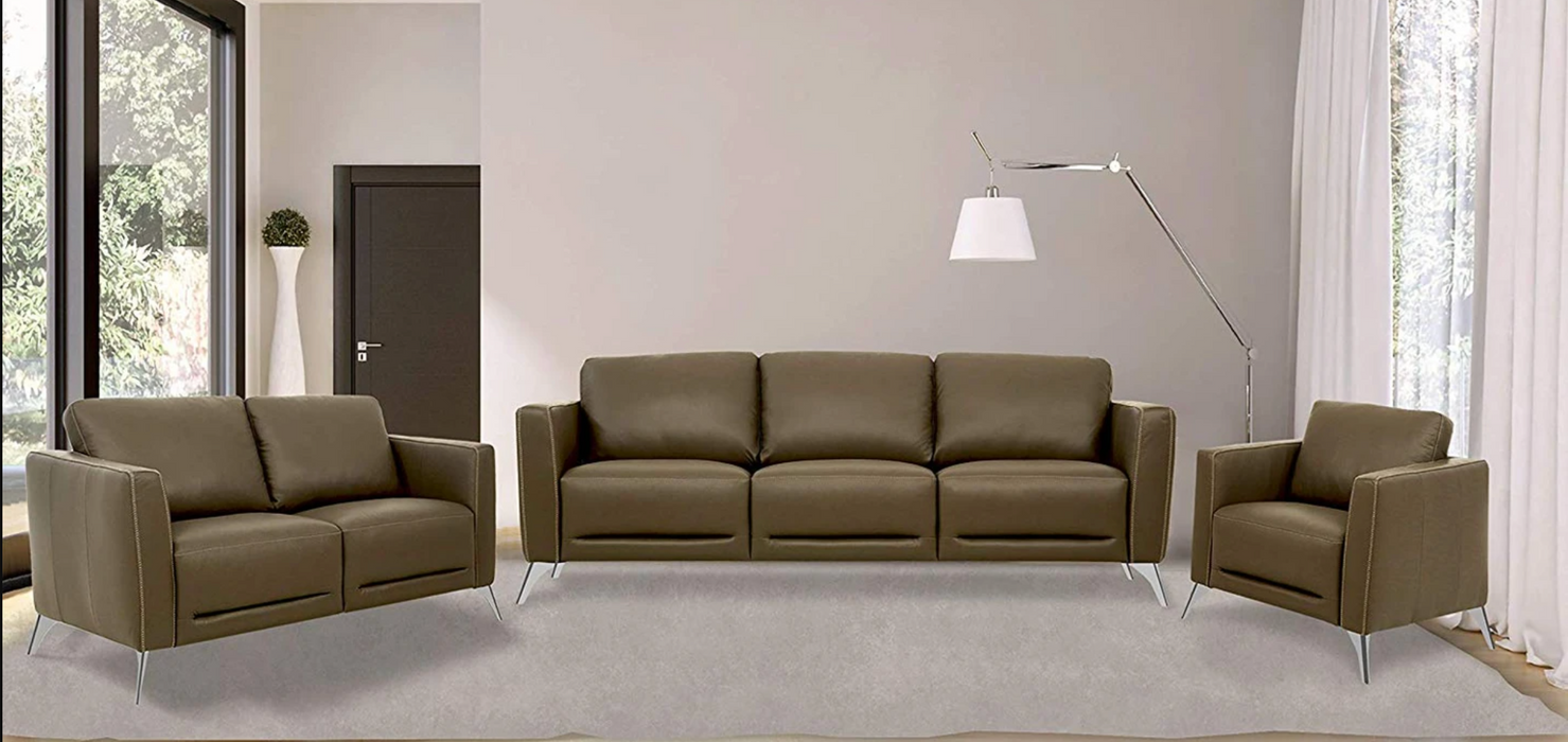 Malaga Taupe Leather Sofa - U&U Home Budget Furniture (Carteret, NJ)