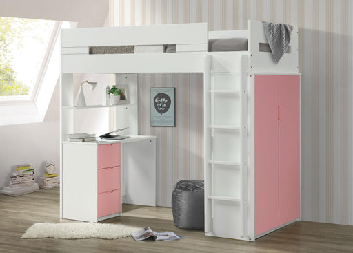 Nerice White & Pink Loft Bed - U&U Home Budget Furniture (Carteret, NJ)