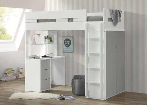 Nerice White & Gray Loft Bed - U&U Home Budget Furniture (Carteret, NJ)