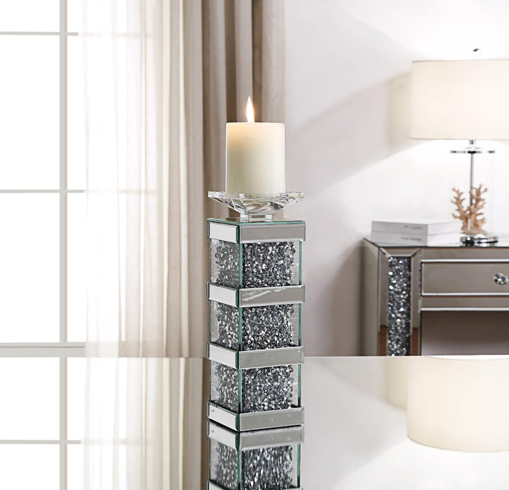 Noralie Mirrored & Faux Diamonds Accent Candleholder - U&U Home Budget Furniture (Carteret, NJ)