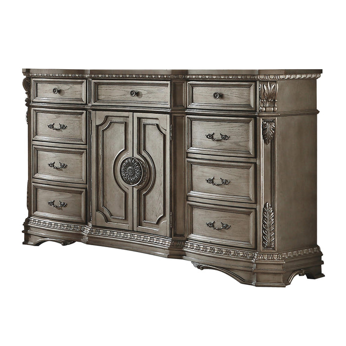 Northville Antique Silver Dresser (WOOD TOP) - U&U Home Budget Furniture (Carteret, NJ)