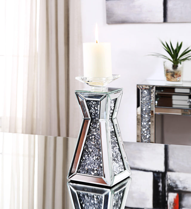 Nowles Mirrored & Faux Stones Accent Candleholder - U&U Home Budget Furniture (Carteret, NJ)