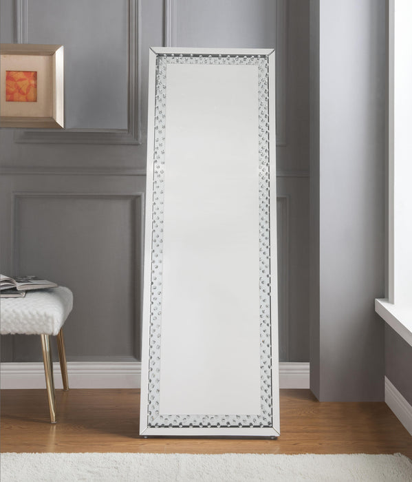 Nysa Mirrored & Faux Crystals Accent Mirror (Floor) - U&U Home Budget Furniture (Carteret, NJ)