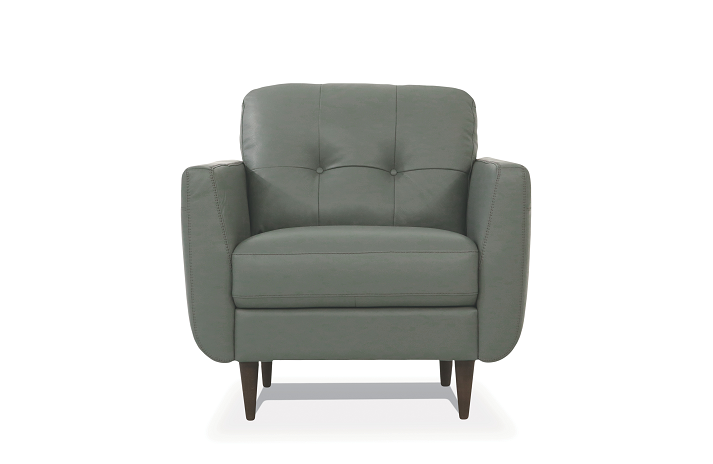 Radwan Pesto Green Leather Chair - U&U Home Budget Furniture (Carteret, NJ)