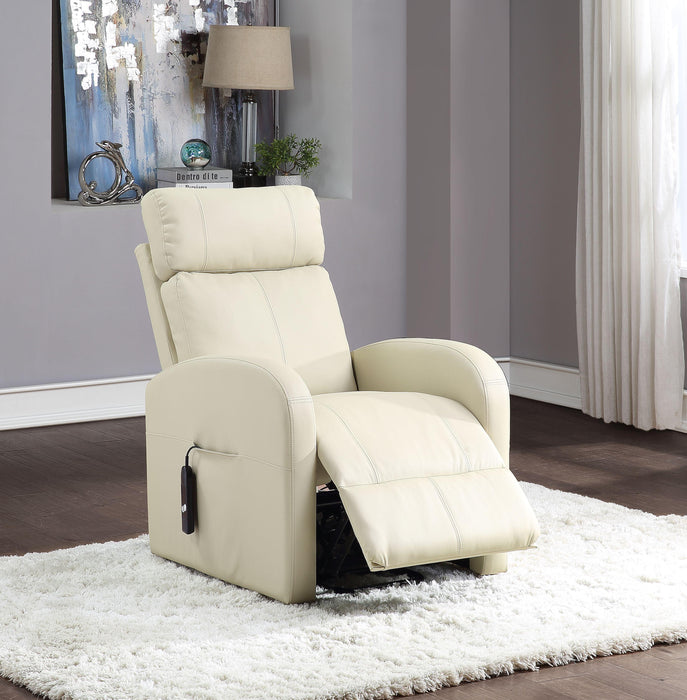 Ricardo Beige PU Recliner w/Power Lift - U&U Home Budget Furniture (Carteret, NJ)